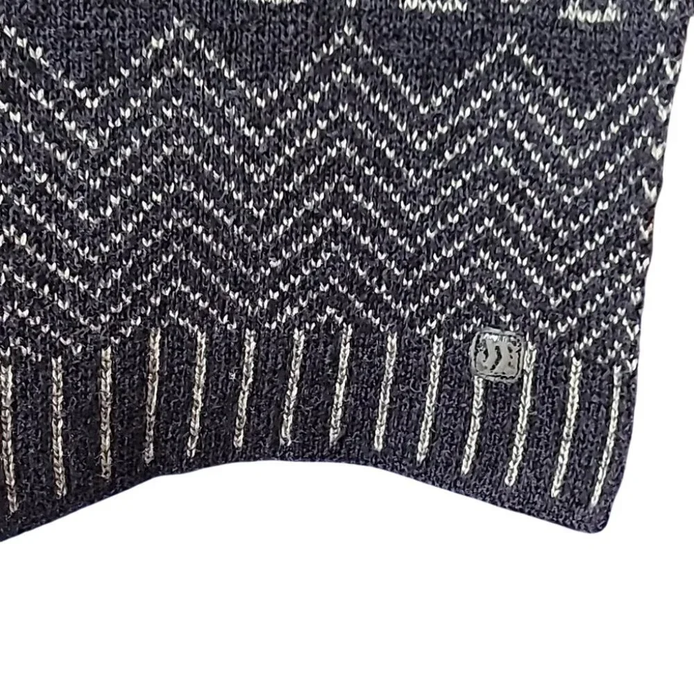 Mens Black & Gray Knit Wool Scarf With Chevron & Geometric Patterns 63